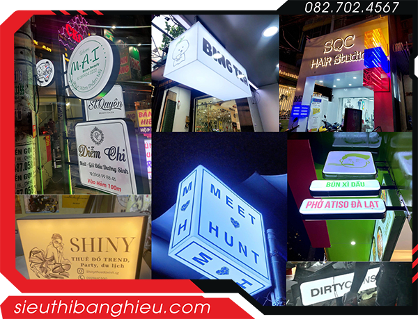 Hộp đèn quảng cáo mica, tròn, vuông, chữ nhật