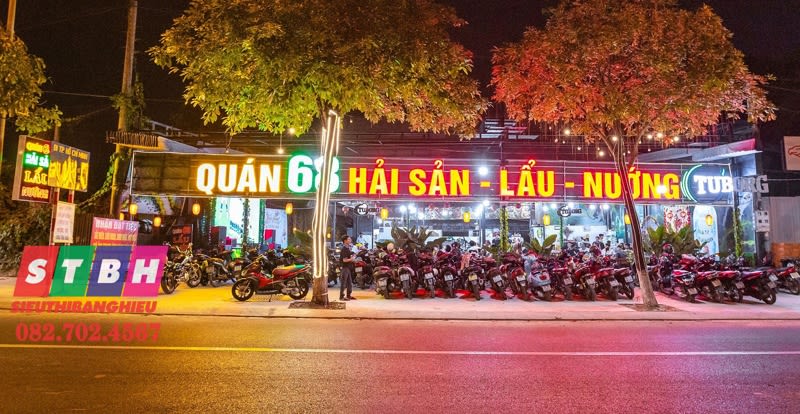Bảng hiệu quán nướng đẹp mắt, dễ thu hút khách du lịch