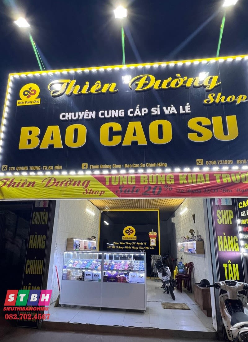 Bảng hiệu cửa hàng bao cao su LED sáng rõ, dễ tìm kiếm