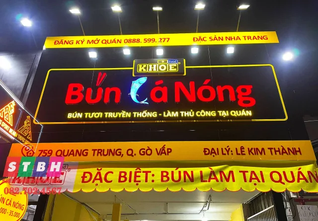 Bảng hiệu quán bún đơn giản tinh tế dễ đọc