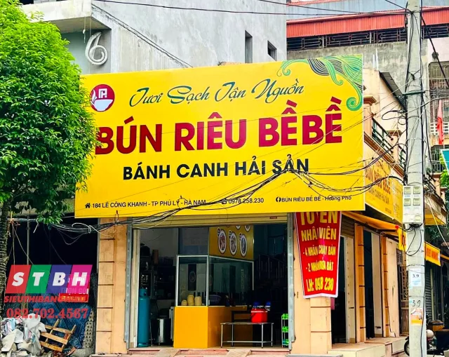 Bảng hiệu quán bún uy tín thiết kế hài hòa