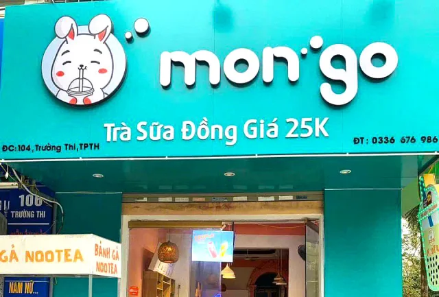 Bảng hiệu trà sữa tone nâu sữa ấm áp, dễ nhìn