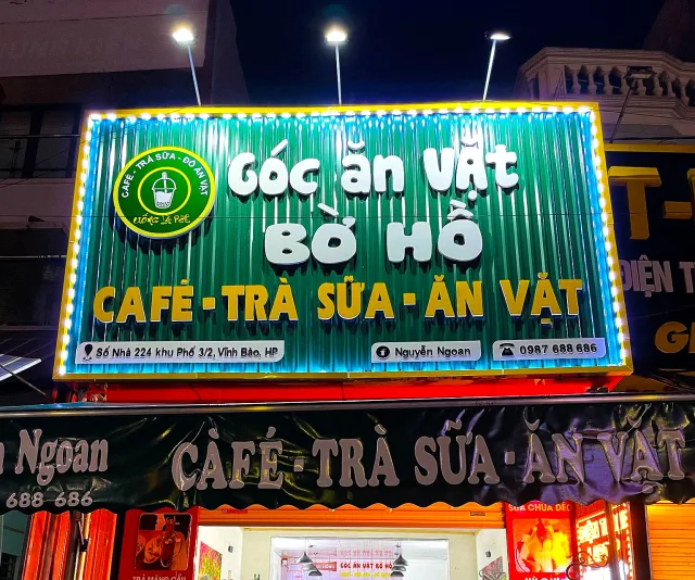 Bảng hiệu trà sữa sang trọng kết hợp đèn LED nổi bật ban đêm