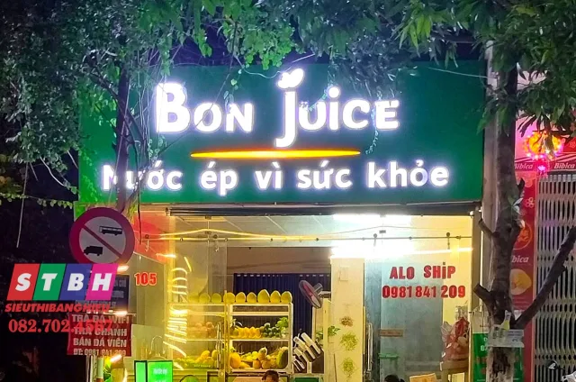 Bảng hiệu sinh tố, nước ép chất liệu alu chữ nổi mica