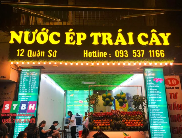 Mẫu bảng hiệu sinh tố nước ép phong cách hiện đại