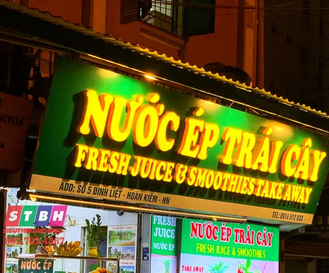 Bảng hiệu sinh tố nước ép đẹp, thiết kế hiện đại, thu hút khách