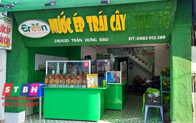 Bảng hiệu sinh tố nước ép hiện đại, nổi bật cả ngày lẫn đêm