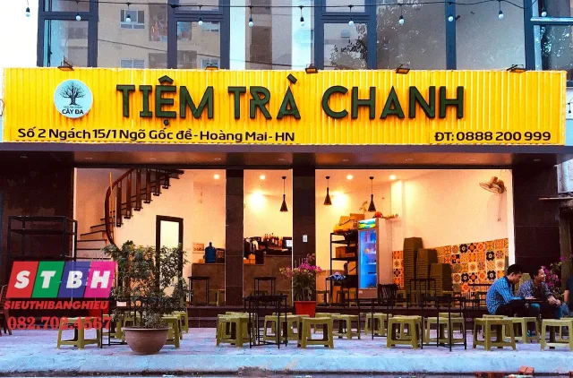 Bảng hiệu trà chanh phong cách tối giản, dễ nhìn