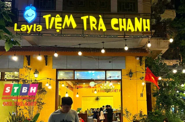 Bảng hiệu trà chanh phong cách chill & retro