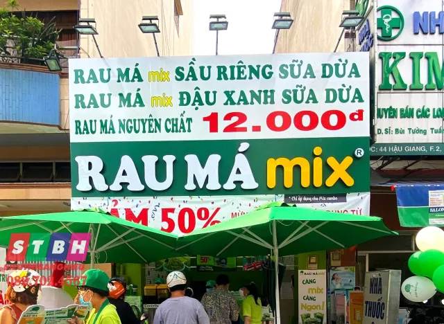 Biển hiệu rau má phong cách tươi mát