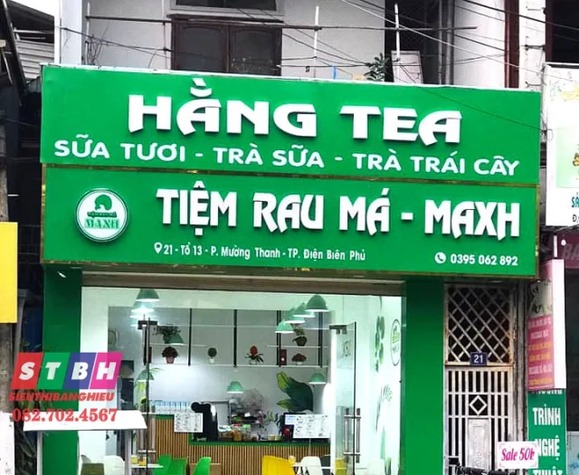 Bảng hiệu rau má đơn giản, giá hợp lý