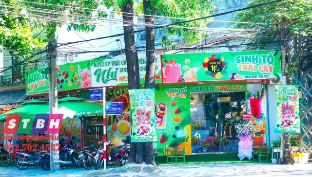 Thiết kế bảng hiệu rau má tạo cảm giác mát lạnh