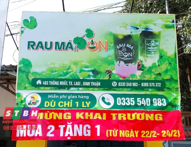 Thiết kế bảng hiệu rau má phong cách trẻ trung