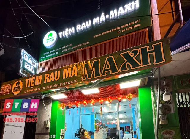 Bảng hiệu rau má đẹp dễ gây ấn tượng