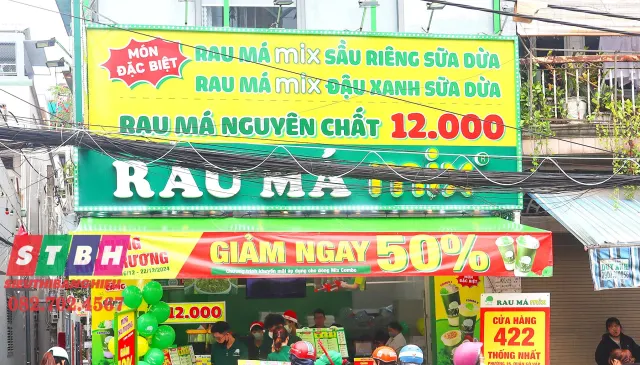 Mẫu bảng hiệu rau má phù hợp mọi loại hình kinh doanh