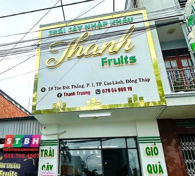 Bảng hiệu trái cây chất liệu Inox