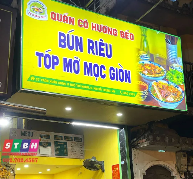 Bảng hiệu bún riêu cua thiết kế nổi bật