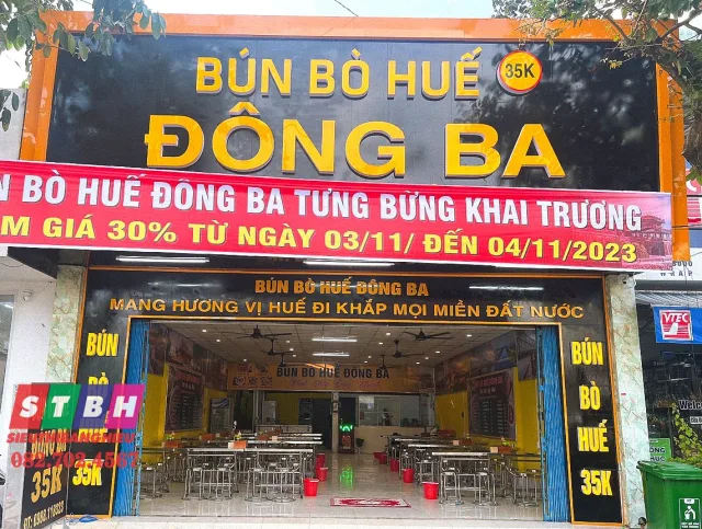 Bảng hiệu quán bún bò Huế cho mặt bằng nhỏ