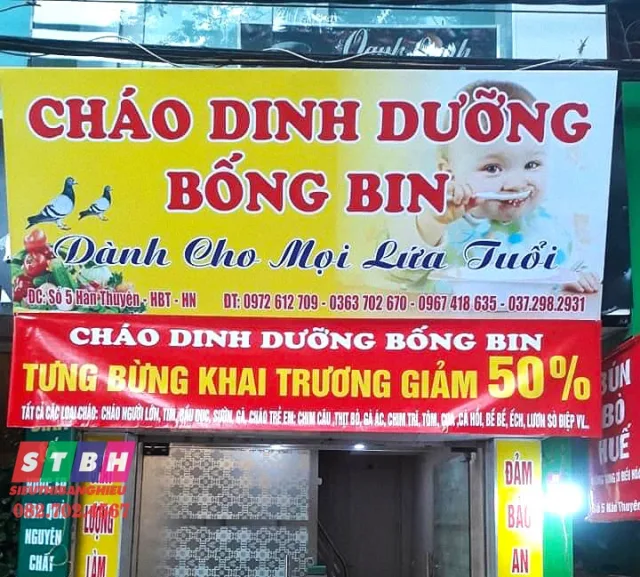 Bảng hiệu cháo dinh dưỡng gọn gàng dễ đọc