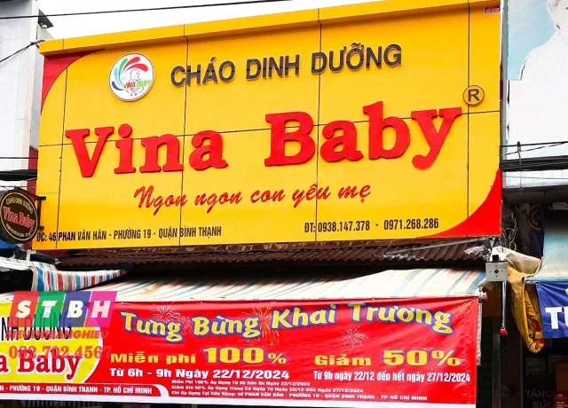 Thi công bảng hiệu cháo dinh dưỡng alu chữ nổi bền đẹp