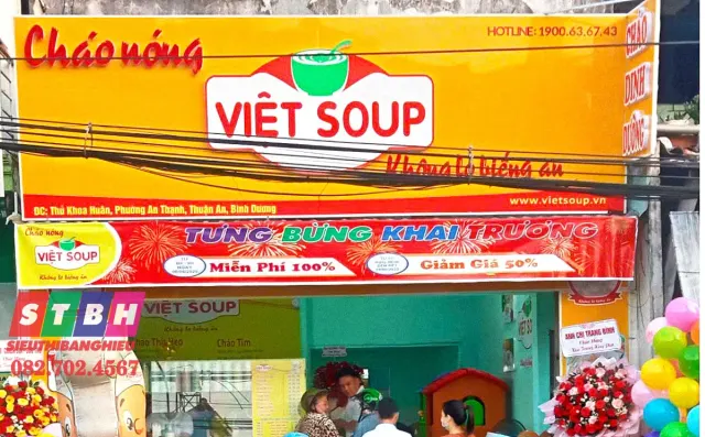 Thi công bảng hiệu quán cháo dinh dưỡng chữ nổi mica