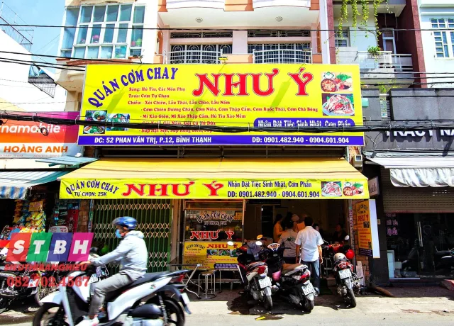 Bảng hiệu quán chay đẹp, dễ đọc từ xa