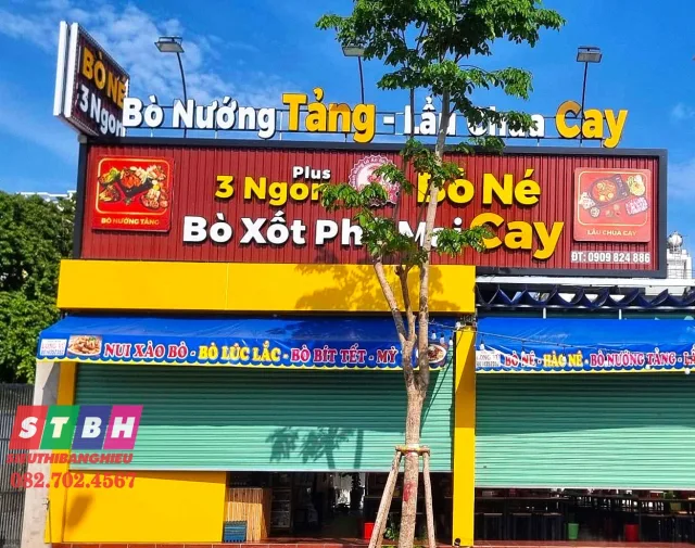 Bảng hiệu bò né đẹp, phong cách hiện đại, dễ nhìn