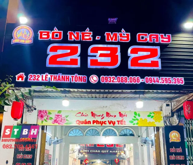 Thi công bảng hiệu quán bò né với chữ nổi mica