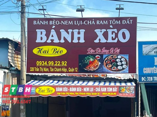 Bảng hiệu bánh xèo LED nổi bật, dễ nhìn từ xa