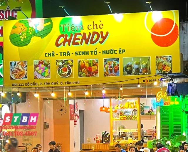 Bảng hiệu quán chè Hiflex khung sắt