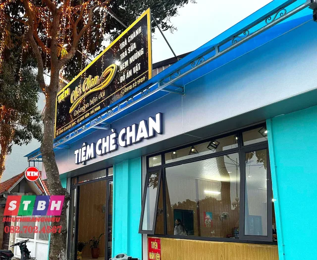 Bảng hiệu quán chè giá rẻ, thi công nhanh chóng