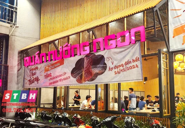 Bảng hiệu quán nướng phù hợp quán ăn tối, quán nhậu