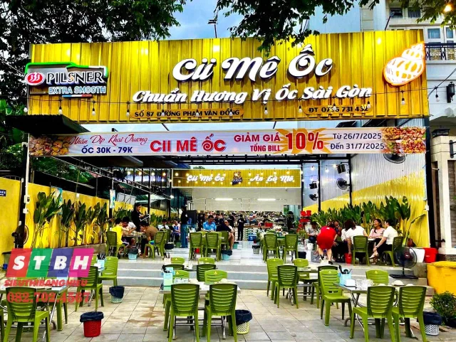 Bảng hiệu quán ốc phong cách đường phố, tạo cảm giác gần gũi