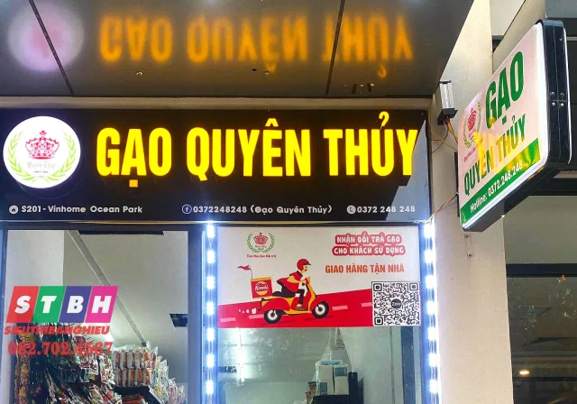 Làm bảng hiệu đại lý gạo bằng mica chữ nổi