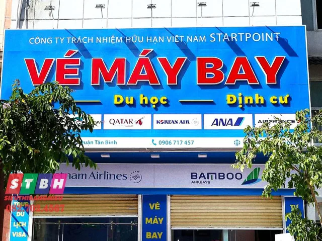 Mẫu bảng hiệu nổi bật cho đại lý vé máy bay nhỏ