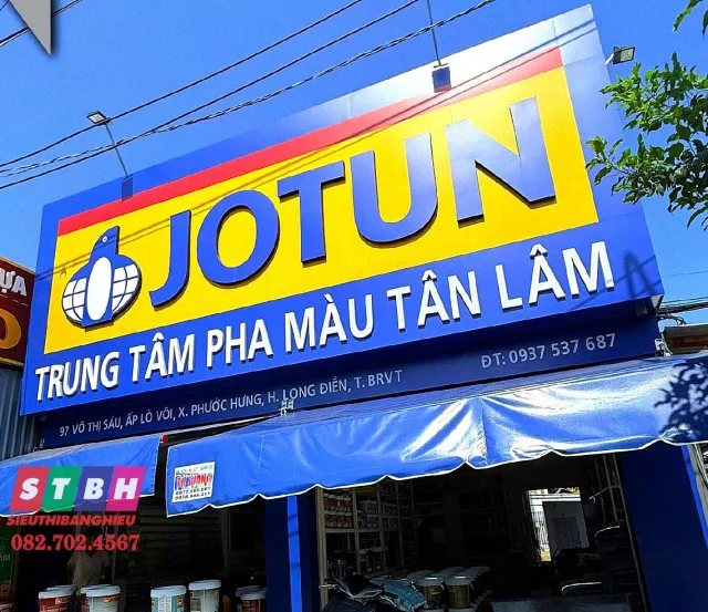 Thi công bảng hiệu đại lý sơn uy tín, bảng đứng chắc chắn, thẩm mỹ cao