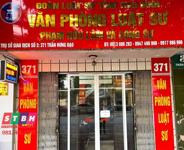 Bảng hiệu văn phòng luật sư hiện đại, bố cục rõ ràng, chuẩn nhận diện