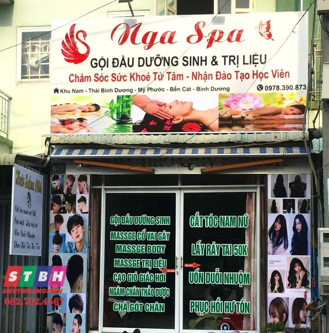 Bảng hiệu gội đầu dưỡng sinh phong cách nhẹ nhàng