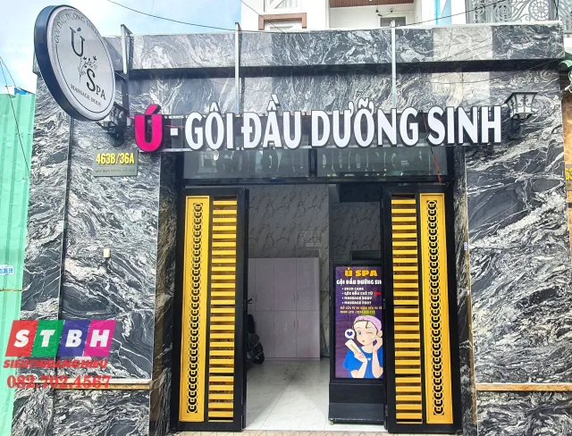 Bảng hiệu gội đầu dưỡng sinh tone màu pastel