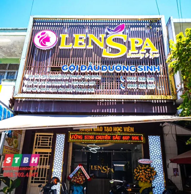 Bảng hiệu gội đầu dưỡng sinh tone màu pastel