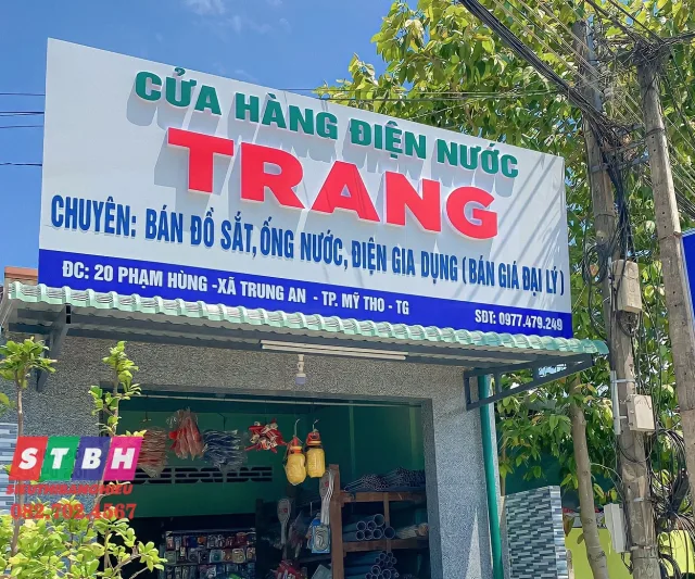 Bảng hiệu cửa hàng điện nước chữ nổi mica