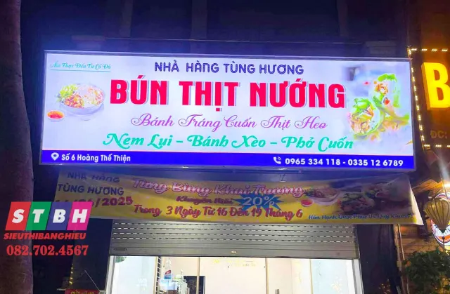 Bảng hiệu bún thịt nướng nổi bật uy tín cho cửa hàng