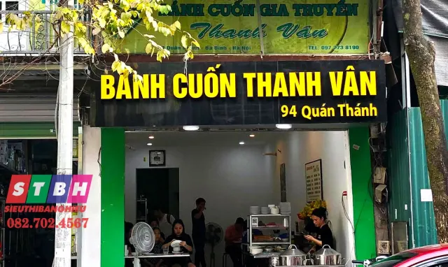 Thi công bảng hiệu bánh cuốn nóng uy tín chuẩn thẩm mỹ