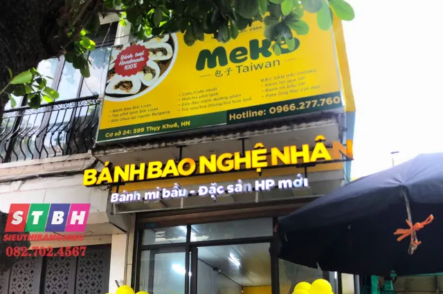 Bảng hiệu bánh bao đẹp thi công gọn gàng thẩm mỹ cao