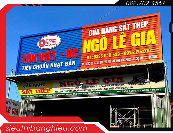 Bảng hiệu cửa hàng sắt thép