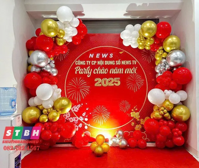 Backdrop Year End Party chuyên nghiệp cho doanh nghiệp mọi quy mô