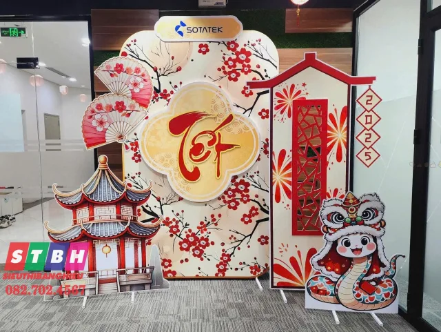 Backdrop Year End Party chuyên nghiệp cho sân khấu tiệc tất niên