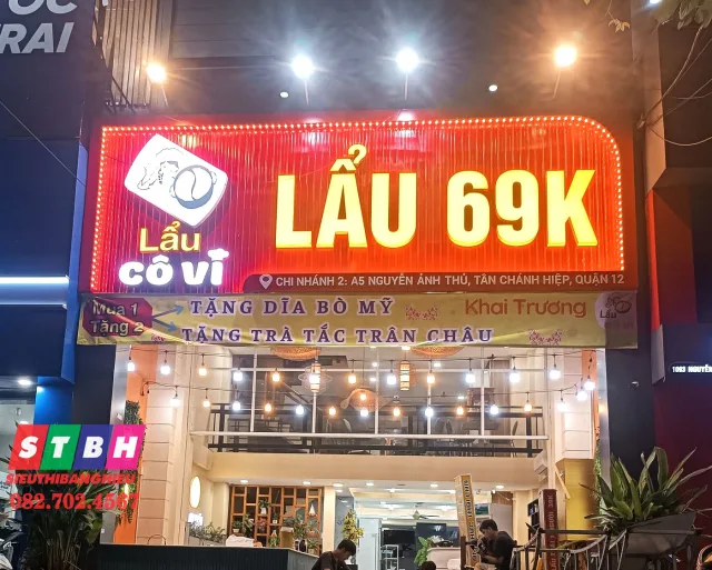 Thi công bảng hiệu quảng cáo Lẩu Cô Vi tại Quận 12