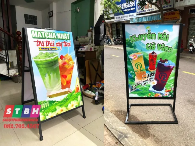 Bảng hiệu đứng đẹp bền ngoài trời thu hút khách hàng