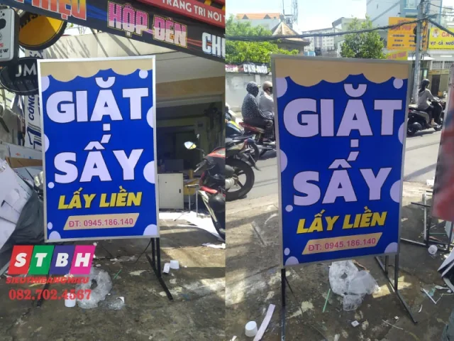 Bảng hiệu đứng 2 mặt đẹp đơn giản dễ nhìn giá rẻ